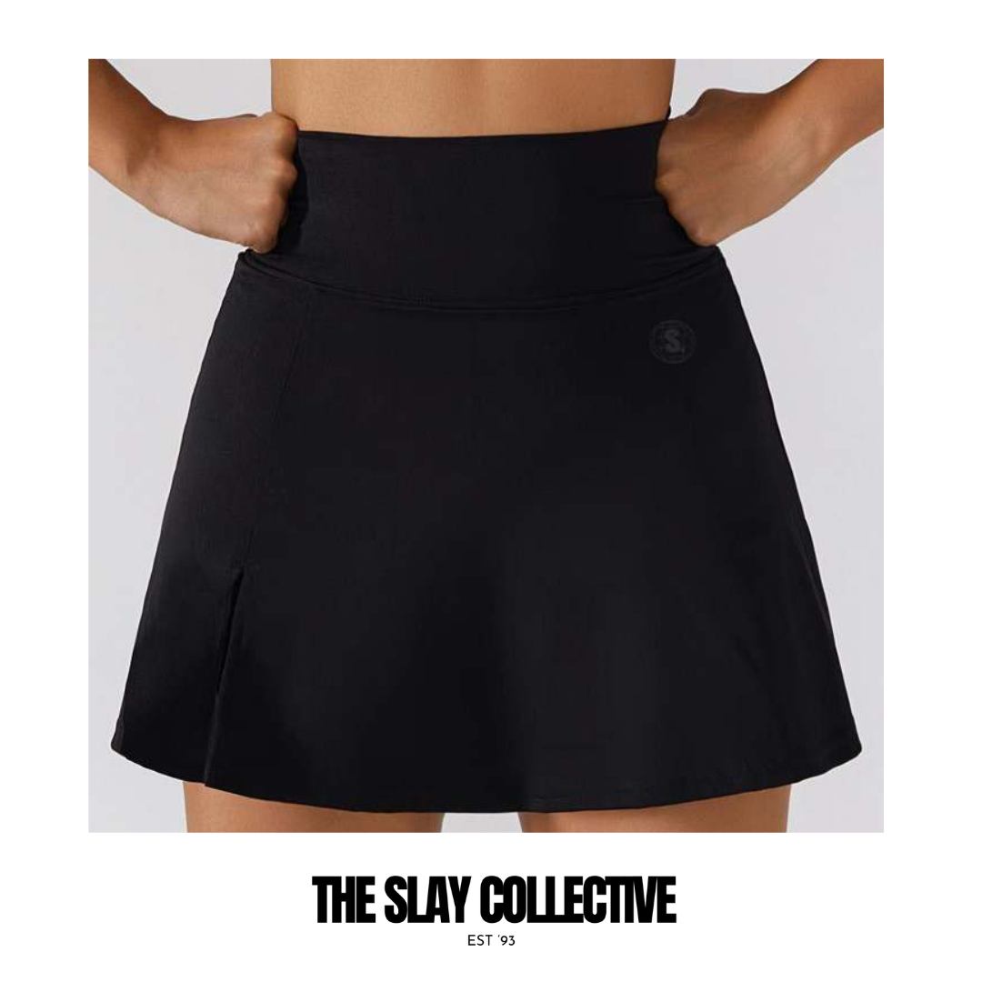 Black High Waisted Tennis Skort