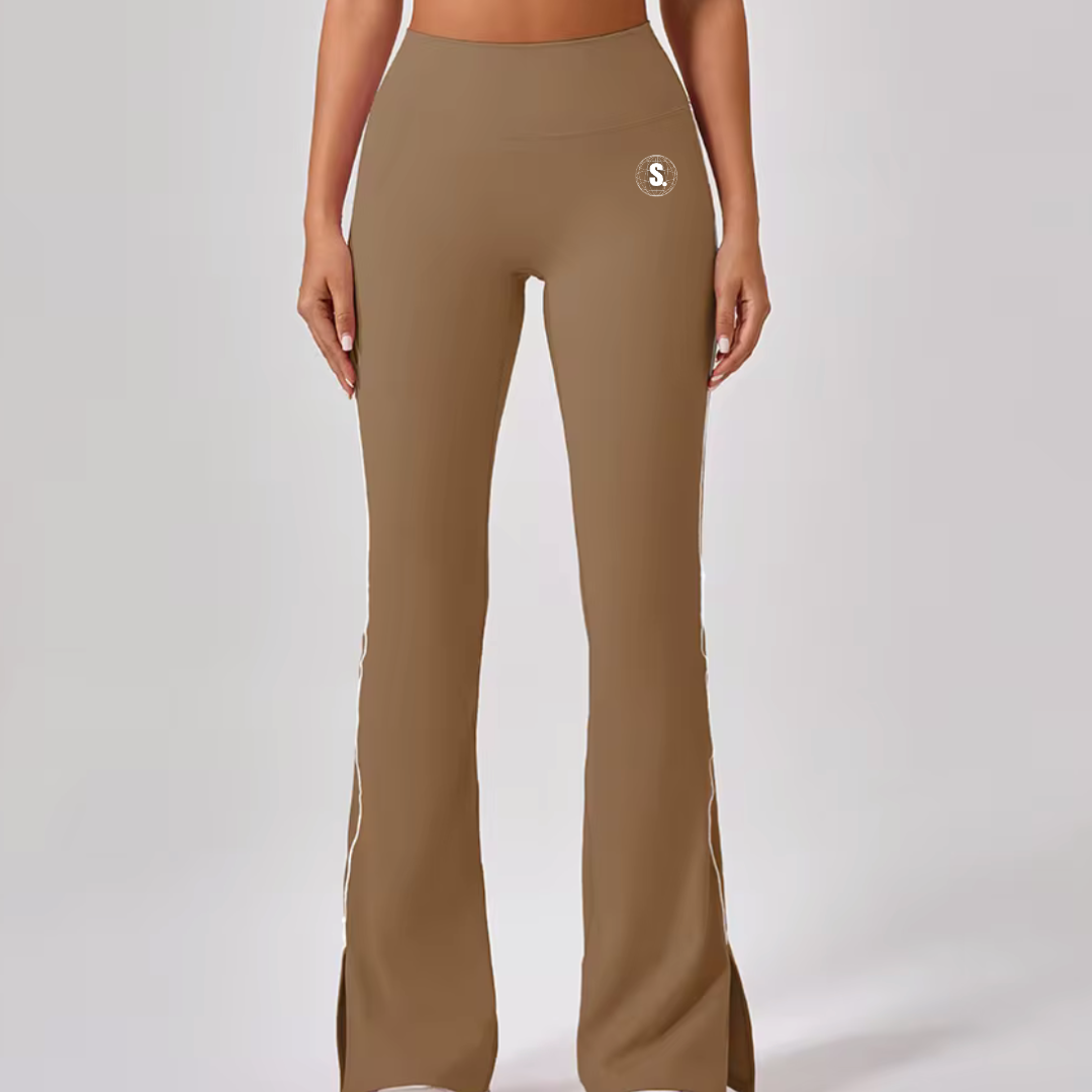 Sporty Girl Trim Flare Leggings - Mocha