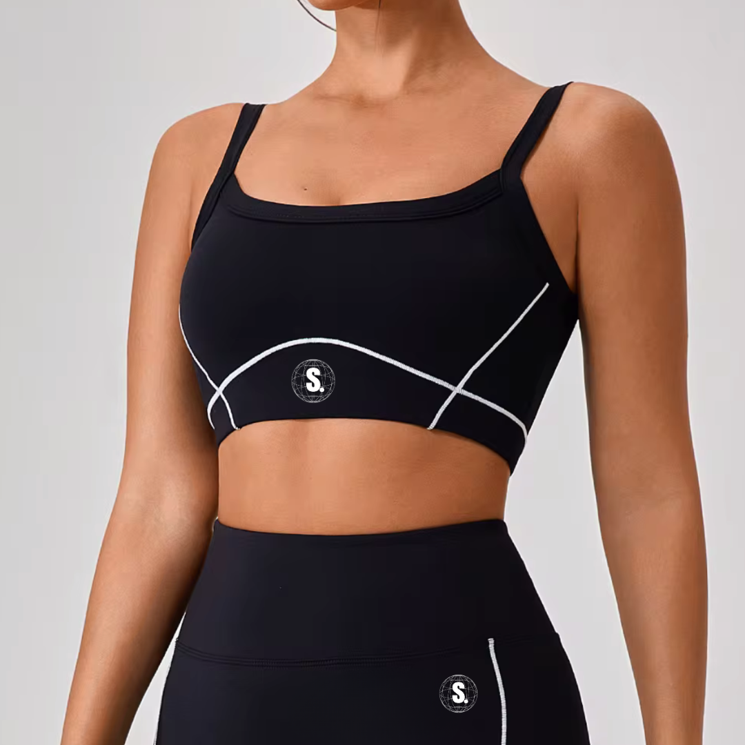 (Pre Order - 4 Weeks) Sporty Girl Trim Sports Bra - Black