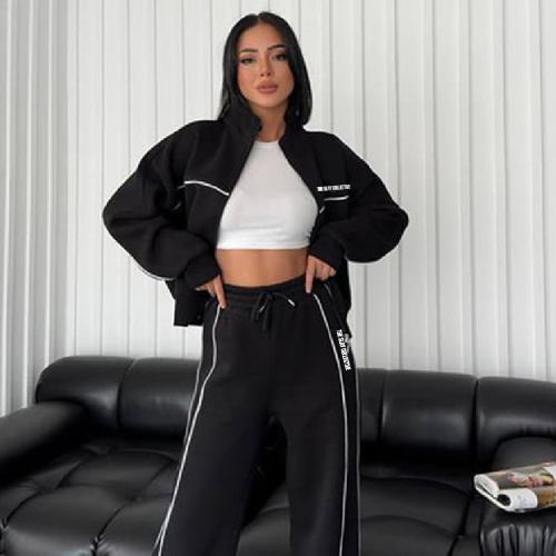 The Luxe Line Track Top - Carbon Black