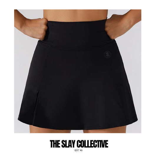 Black High Waisted Tennis Skort