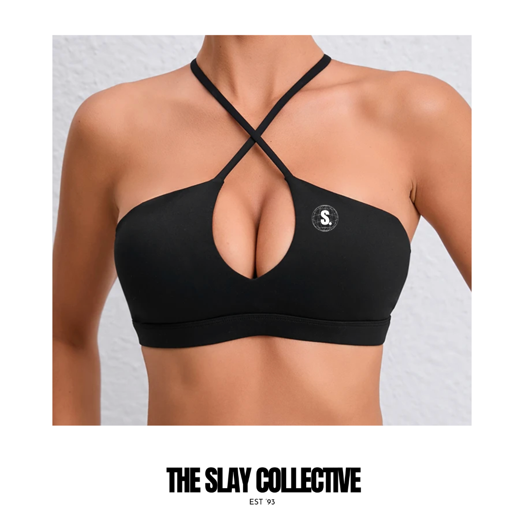 Black Cross Over Sports Bra