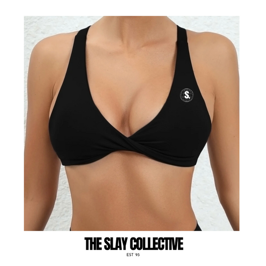 Twist Push Up Sports Bra - Black